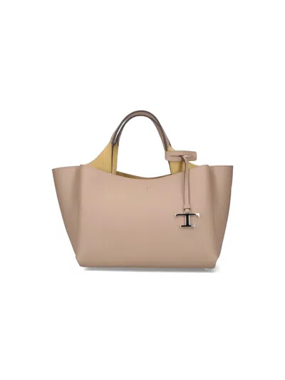 Tod's Tod`s 100% Calf Leather Shoulder Bag In Beige