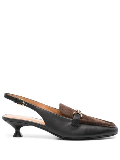 Tod's 35mm Logo-charm Slingback Pumps In Brown