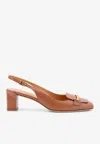 Tod's 50 Leather Slingback Pumps In Brown