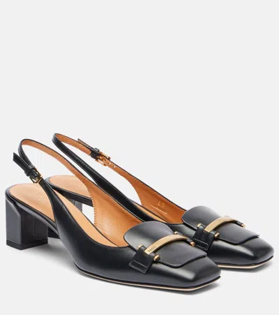 Tod's 50 Leather Slingback Pumps In Animal Print