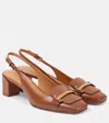 Tod's 50 Leather Slingback Pumps In Beige