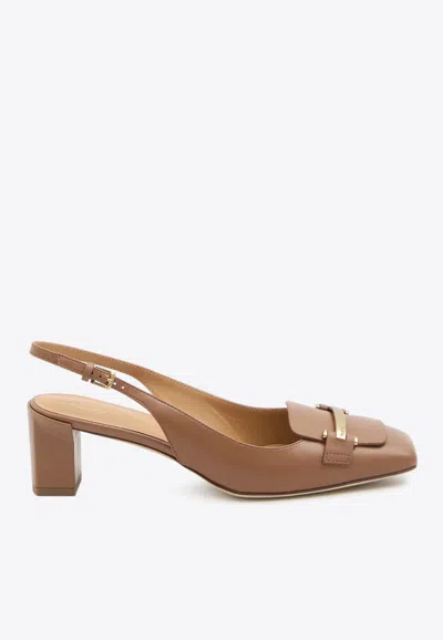 TOD'S 50 LEATHER SLINGBACK PUMPS