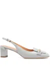 Tod's 50mm Logo-engraved Slingback Pumps In Grey