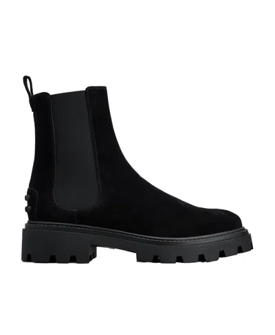 Tod's 50mm Suede Boots In Black