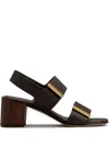Tod's Block Heel Strappy Sandals With Gold-tone Hardware In 褐色