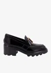 Tod's Shiny Leather Logo Buckle Chunky Loafers In Black