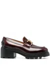 Tod's 女士麻花扣厚底粗跟乐福鞋休闲单鞋 In Brown