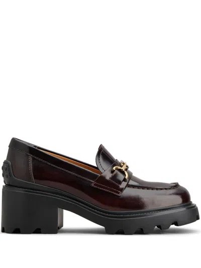 Tod's 60mm Gomma Brushed Leather Pumps In Brown