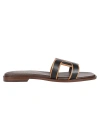 Tod's Mules With Contrast Trim And Flat Sole In Altraversione