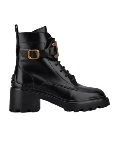 Tod's 70mm Chain-detail Lace-up Boots In Black