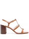 Tod's 75mm Logo-plaque Leather Sandals In Brown