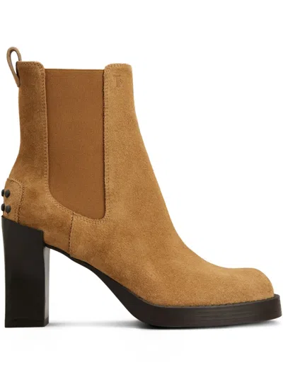 Tod's 80mm Suede Chelsea Boots In Brown