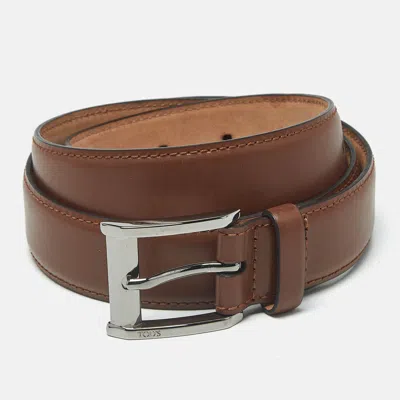 Pre-owned Tod's 85 Cm Buckle Belt Brown Leather