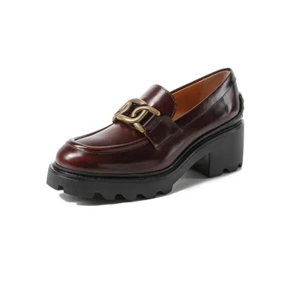 Tod's Leather Loafer Pumps In Cuoio Scuro