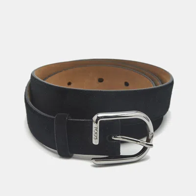 Pre-owned Tod's 95 Cm Buckle Belt Black Suede