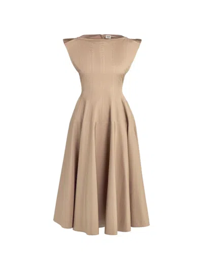 Tod's A-line Sleeveless Midi Dress In Neutral