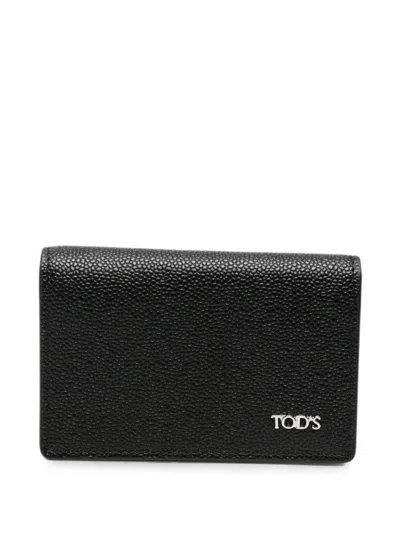 Tod's Accessories Card Holder "caviar Baby" In Black