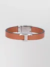 Tod's Adjustable Leather Bracelets For Textured Fit In Brown
