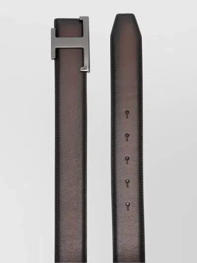 Tod's Adjustable Leather Logo Belt With Reversible Design In Red