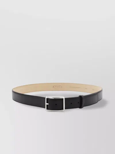 Tod's Adjustable Length Smooth Finish Silver-tone Buckle In Black