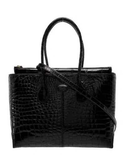 Pre-owned Tod's Alligator Tote In Black