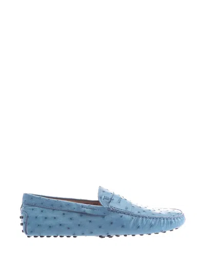Tod's All-over Details Leather Loafers In Blue