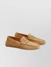 Tod's Almond Moccasin Suede Penny Contrast Loafers In Sand