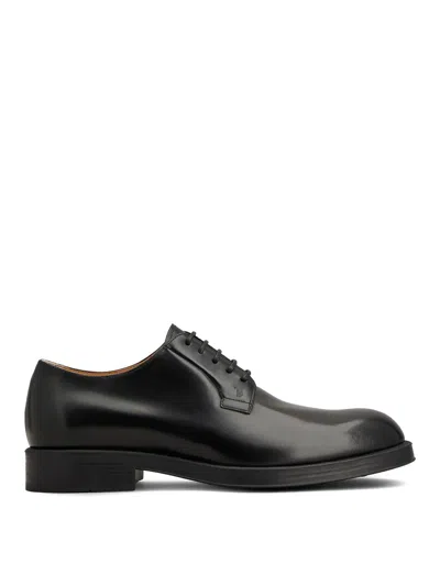 Tod's Polished Leather Lace-up Shoes With Rounded Toe In Black