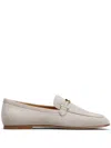 Tod's White Calfskin Moccasin With Gold Bar And Velcro Closure In Grey
