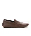 Tod's Almond-toe Pebbled-texture Loafers In Brown