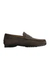 Tod's Almond Toe Suede Loafers In Black