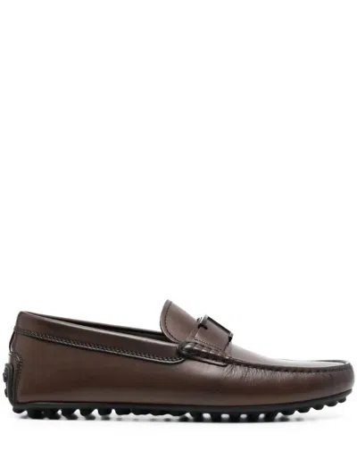 Tod's Almond-toe T-buckle Loafers In 褐色