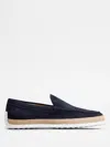 Tod's Slip On Suede Leather Sneakers In Blue