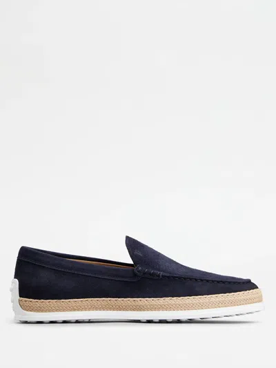 Tod's Amalfi Suede Loafers In Blue