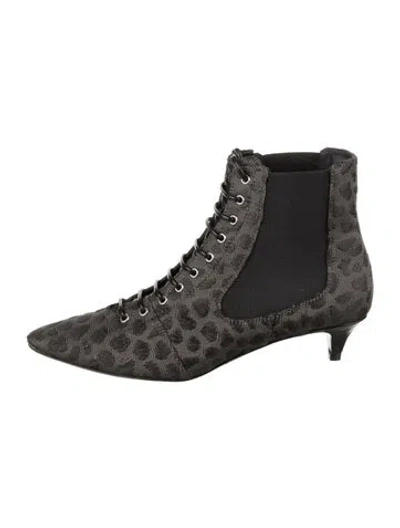 Pre-owned Tod's Animal Print Lace-up Boots W/ Tags In Black