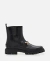Tod's Gomma Pesante Embellished Glossed-leather Ankle Boots In Black
