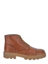 Tod's Lace-up Leather Ankle Boots In Brown