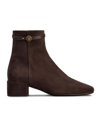 Tod's Ankle Boots In Suede In Brown