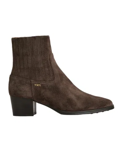 Tod's Ankle Boots In Suede In Brown