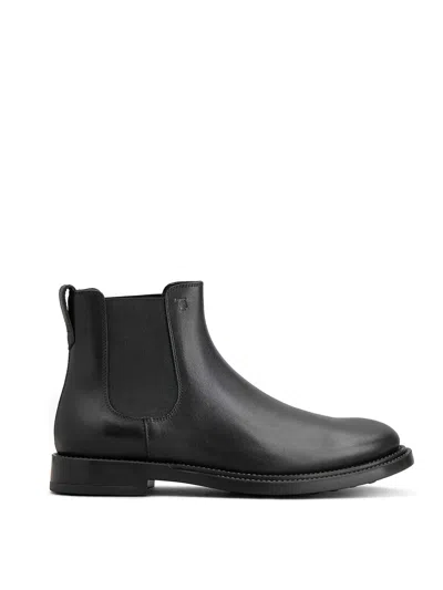 Tod's Suede Leather Chealsea Boots In Black