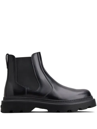 Tod's Ankle Leather Boots In Black