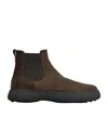 Tod's Brown Suede Ankle Boots With Elastic Side Panels In Black