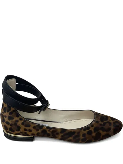 Tod's Ankle-strap Pony-effect Ballet Flats In Brown