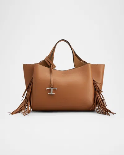 Tod's Apa 2 Mini Fringe Leather Top-handle Bag In Kenia Scuro