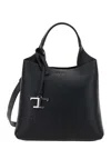 Tod's Structured Textured Leather Shoulder Bag In Black