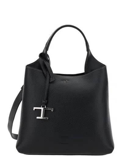 Tod's 'apa' Black Handbag With Removable Metal Pendant In Leather Woman