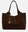 Tod's Apa Large Leather Suede Tote Bag In Brown
