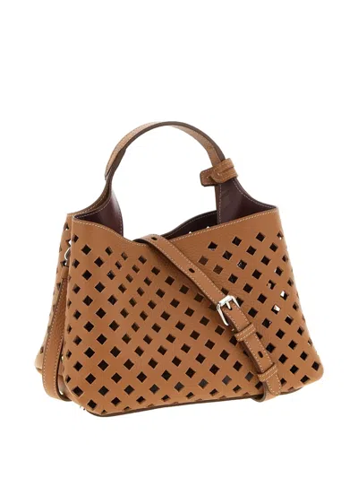 Tod's Apa Micro Openwork Handbag In Brown