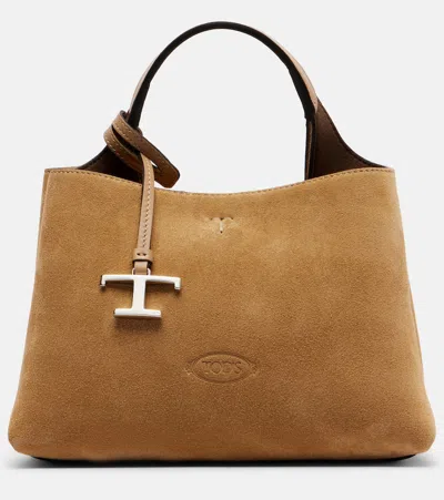 Tod's Apa Mini Suede Tote Bag In Brown