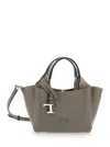 Tod's Dark Grey Leather Top Handle Bag In Gray